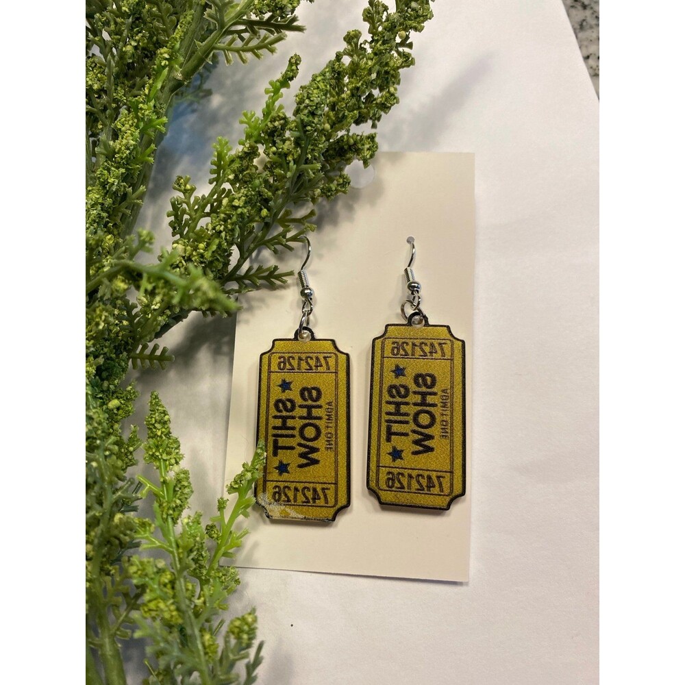 Earrings “Shi!! Show” Whimsical Humorous Funny Saying Statement Jewelry - Picture 3 of 5